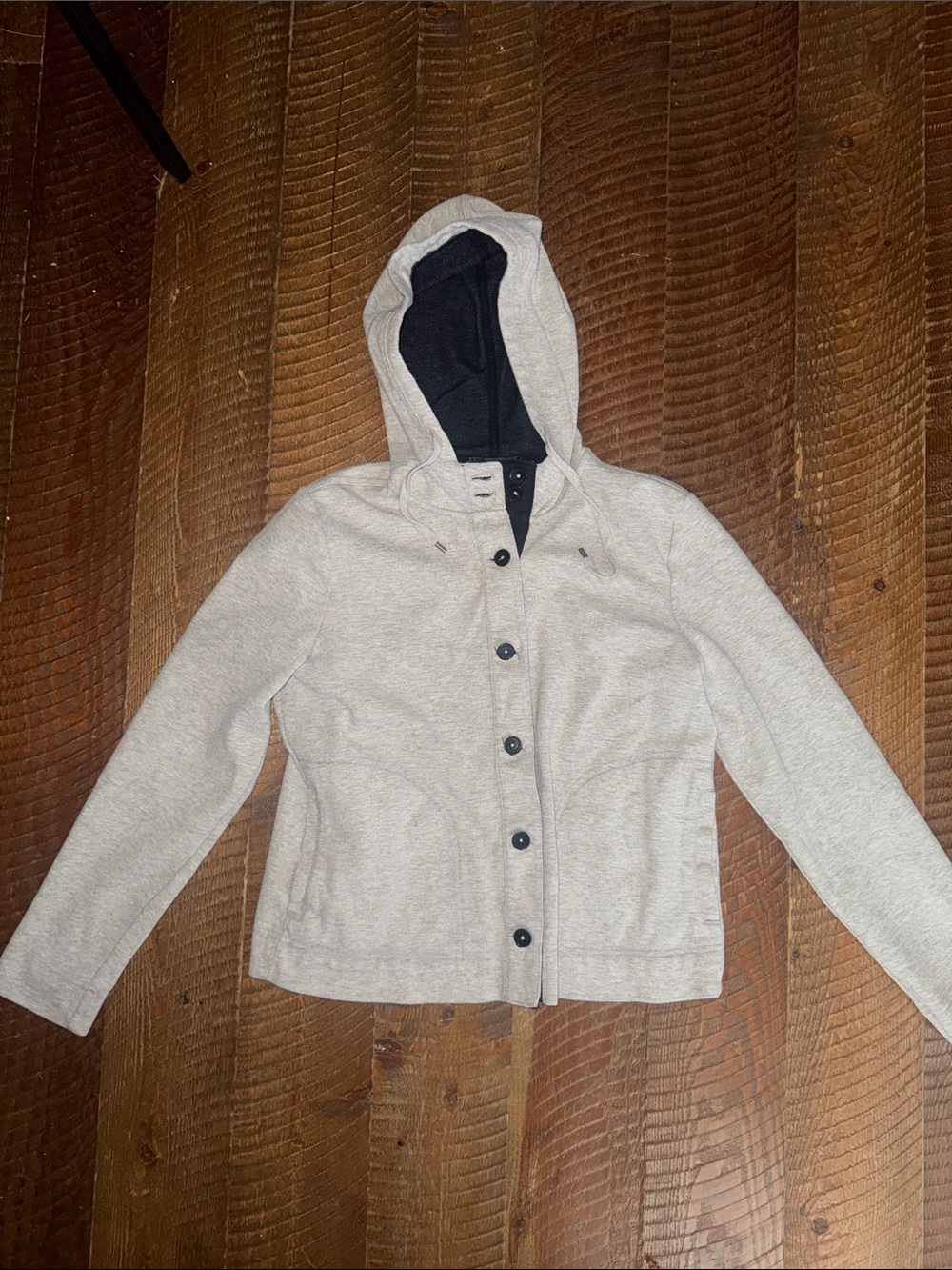 Lauren Ralph Lauren Light Gray Hooded Button Jacket